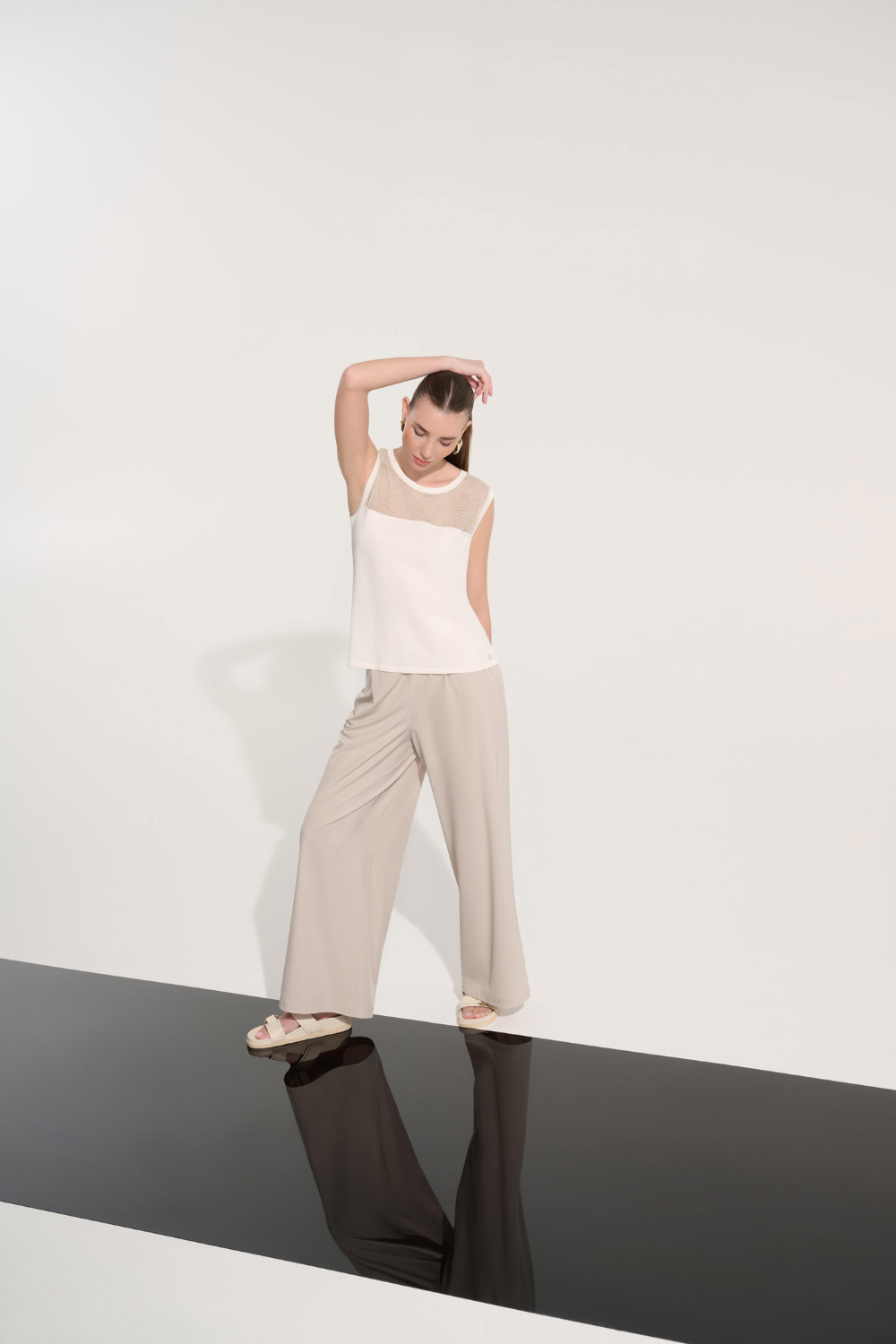 Joseph Ribkoff Soft Knit Straight Cami With Mesh Yoke 262612