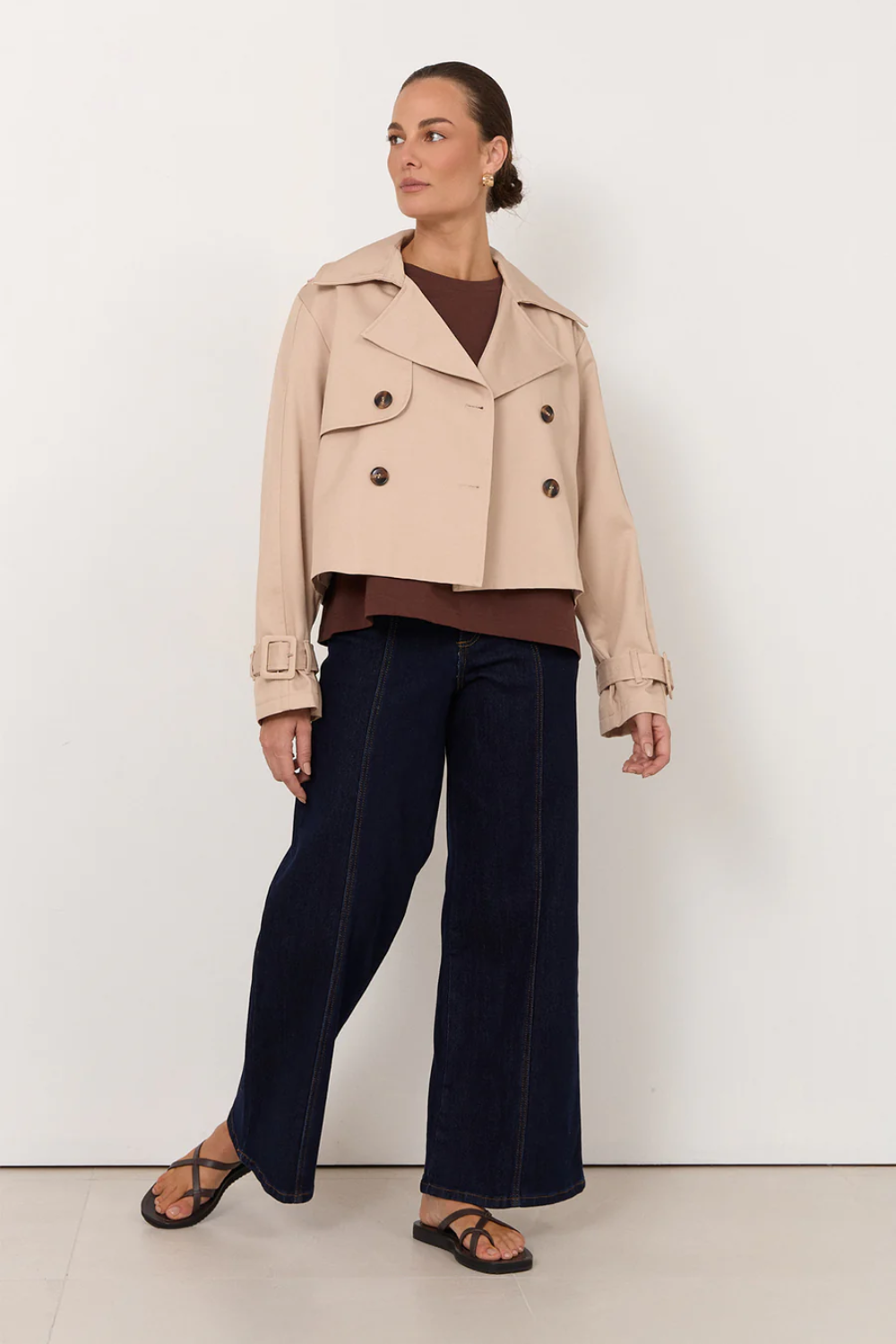 Adorne Nessa Cropped Trench (Sand) AJD2365SAND