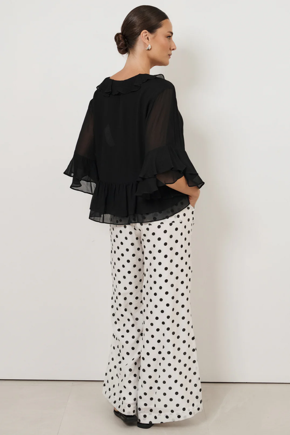Adorne Fleur Frill Top - Black AJD2206