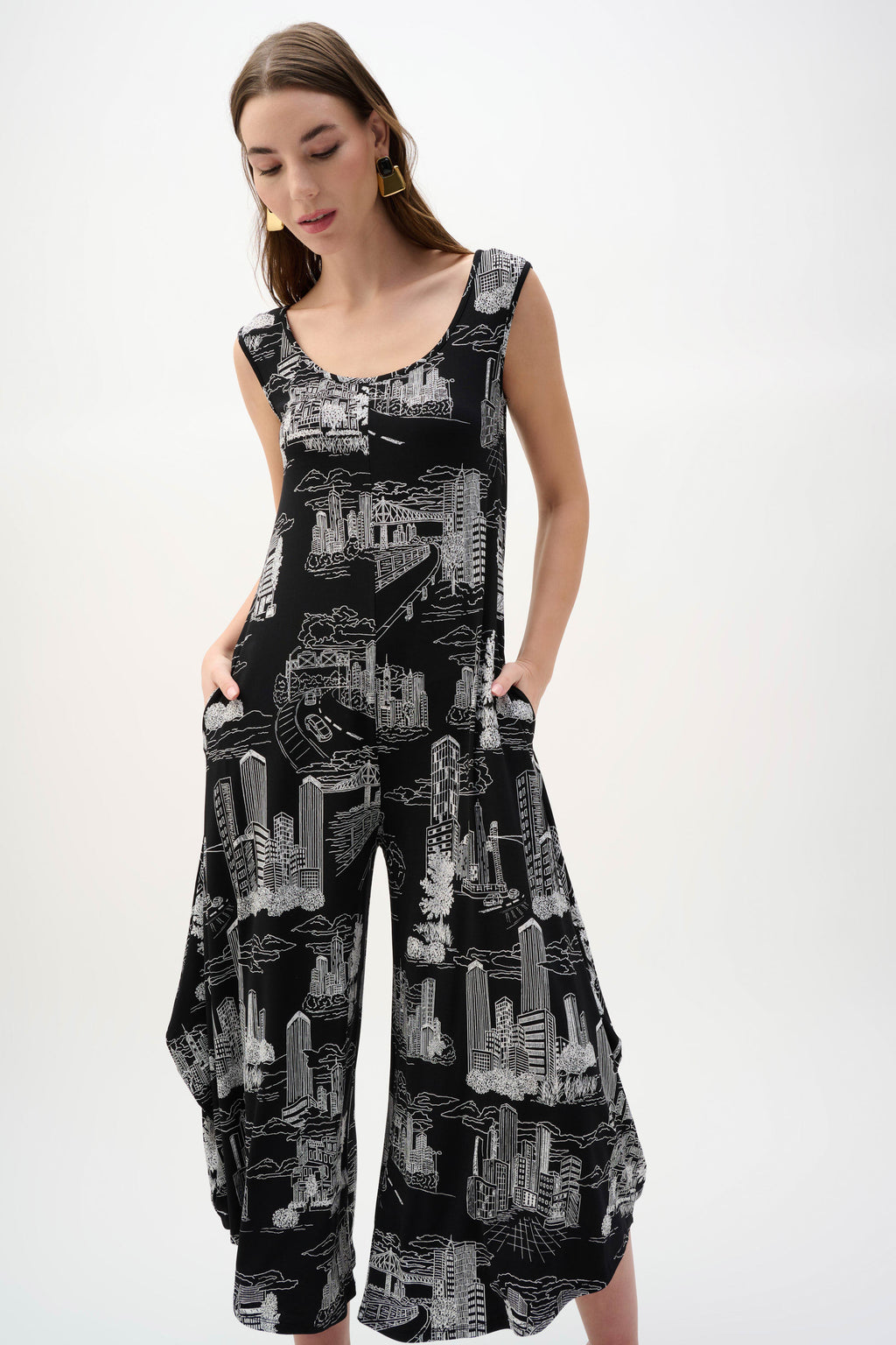 Joseph Ribkoff Silky Knit Conversational Print Culotte Jumpsuit
262243