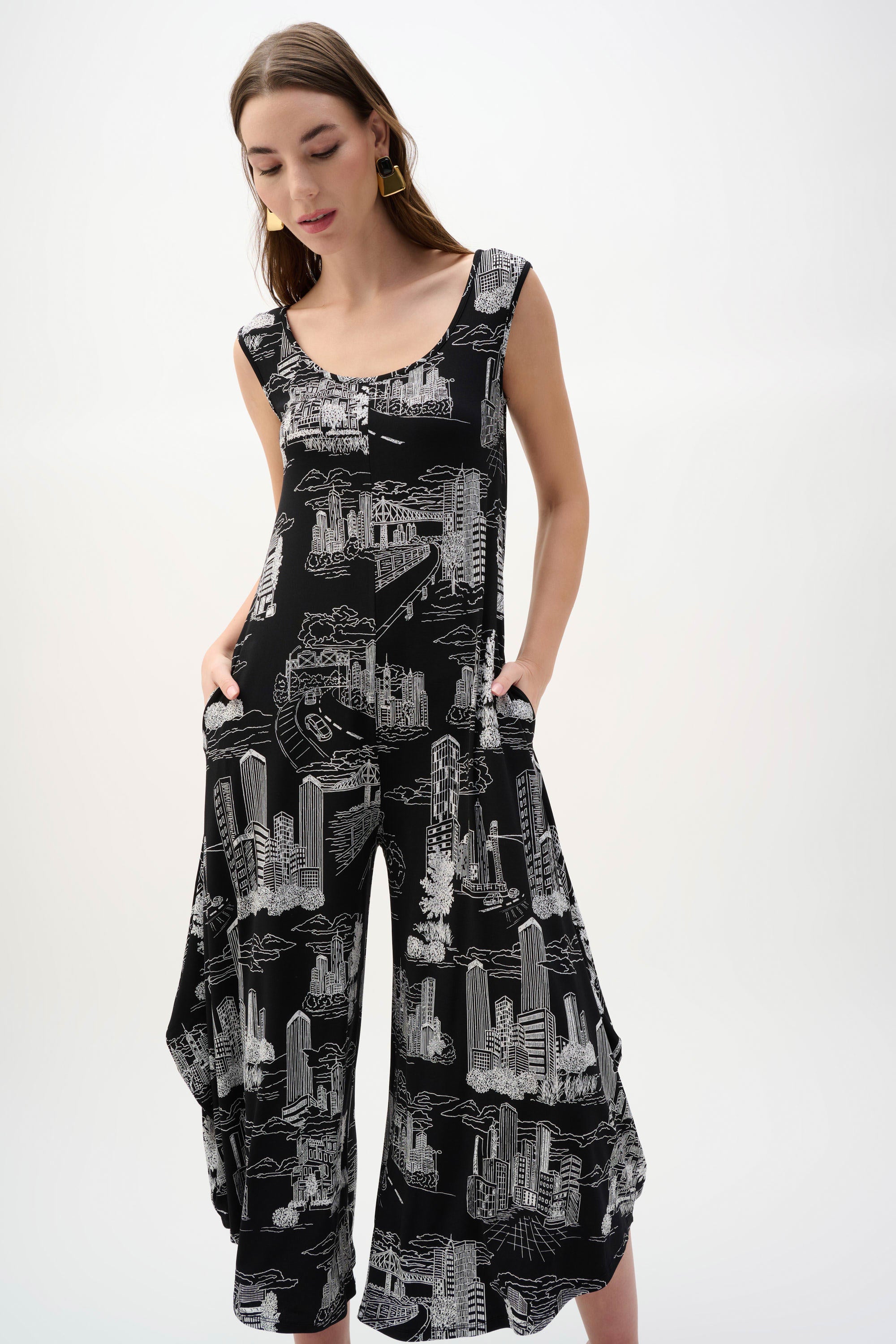 Joseph Ribkoff Silky Knit Conversational Print Culotte Jumpsuit
262243