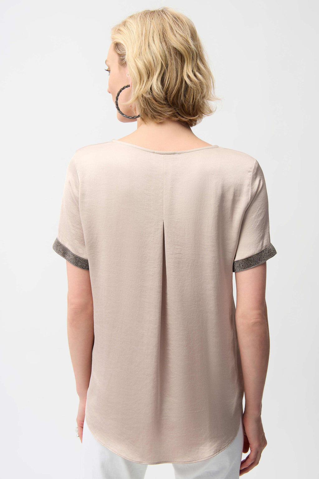 Joseph Ribkoff Recycled Satin Top With Rhinestones detail 261116