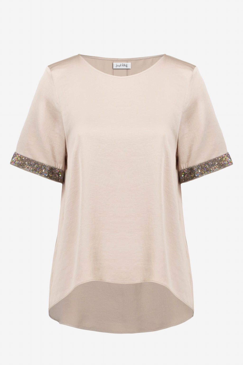 Joseph Ribkoff Recycled Satin Top With Rhinestones detail 261116