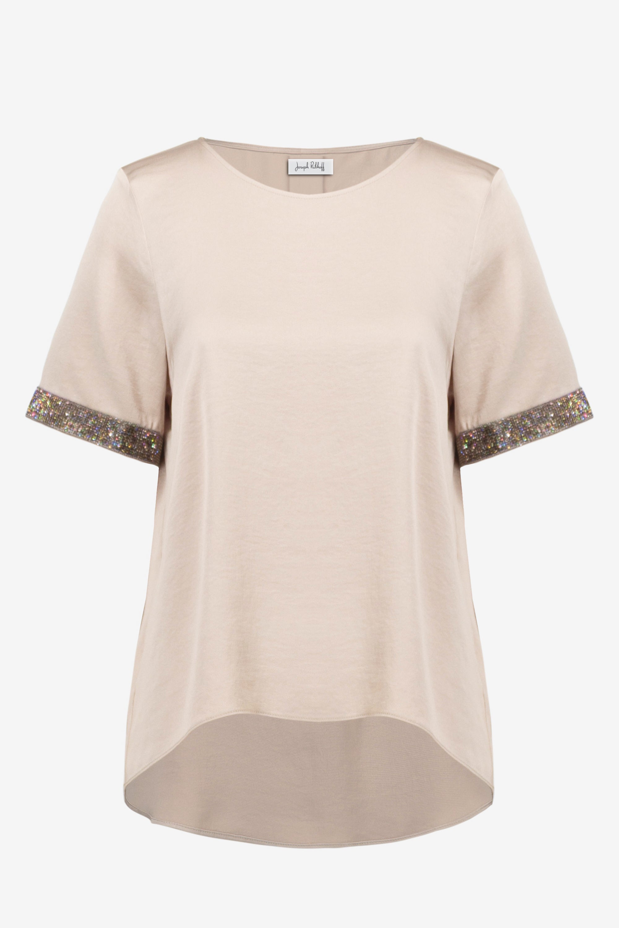 Joseph Ribkoff Recycled Satin Top With Rhinestones detail 261116