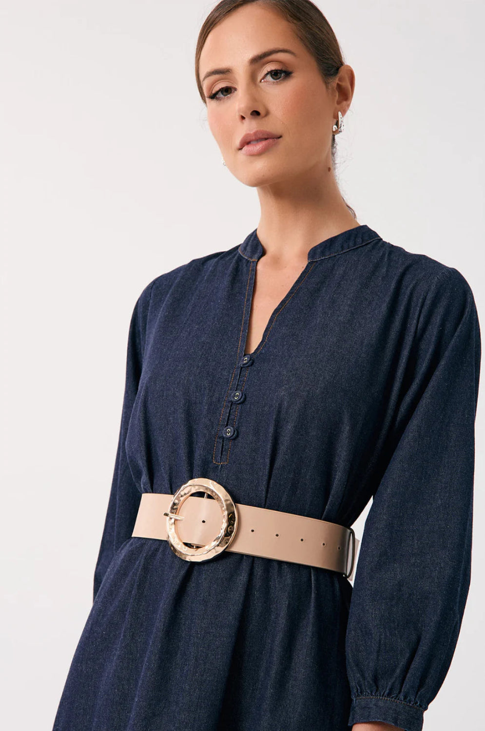 Adorne Textured Round Buckle Belt ABD1725