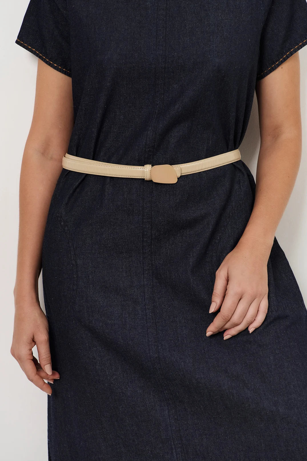 Adorne Disc Buckle Long Belt (Cream/Gold) ABD1757CREAGOLD
