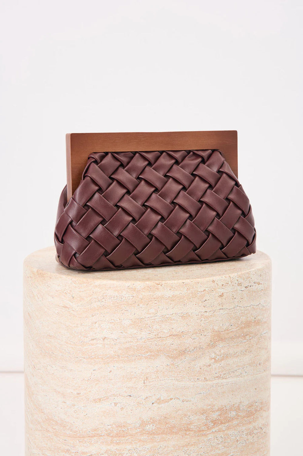 Adorne Vivienne Weave Timber Frame Clutch AXD1980