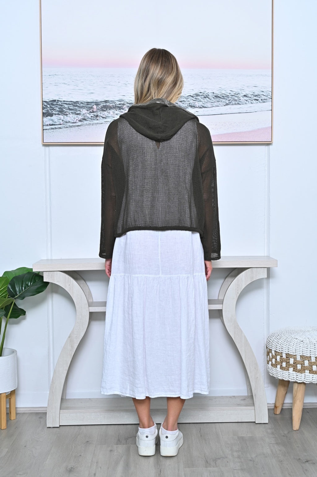 AE Luxe Sequins Front Seam Cotton Net Cardigan AE343