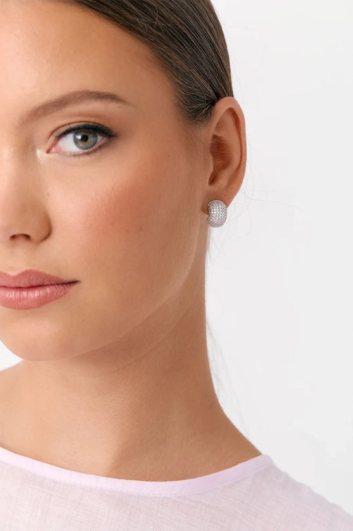 Adorne Curved Diamante Earrings (Silver) AED4072