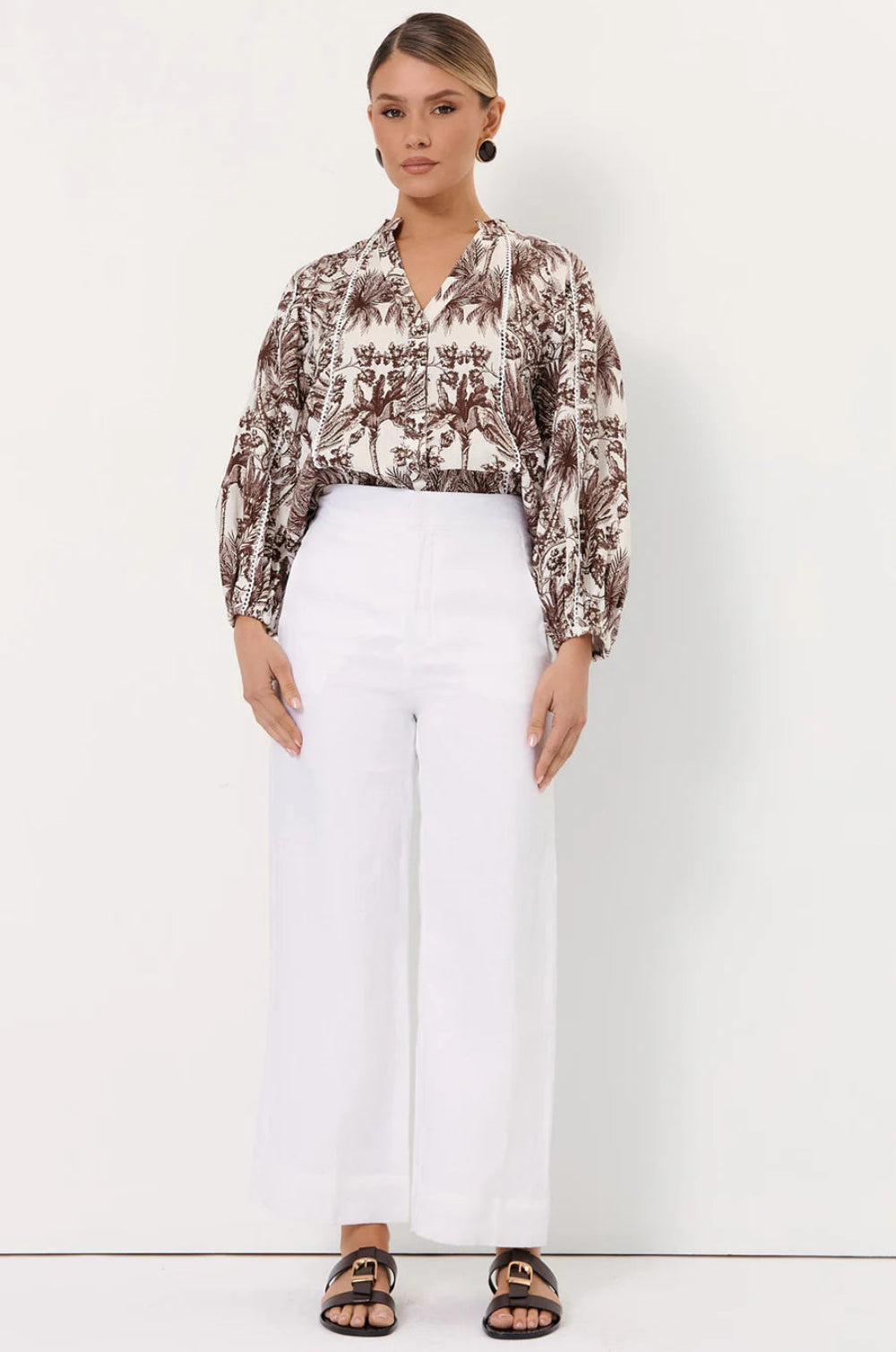 Adorne Nisha Cropped Lined Linen Pant AJD1624