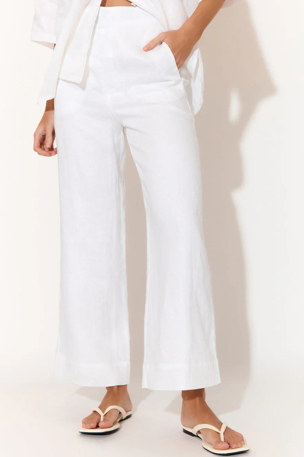 Adorne Nisha Cropped Lined Linen Pant AJD1624