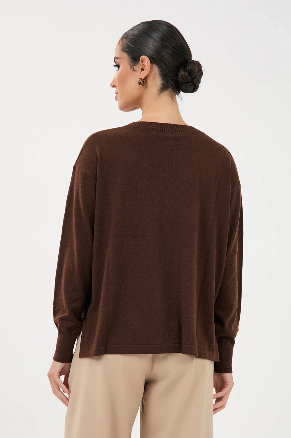 Adorne Laney Long Sleeve V Neck Light Weight Knit AJD1902
