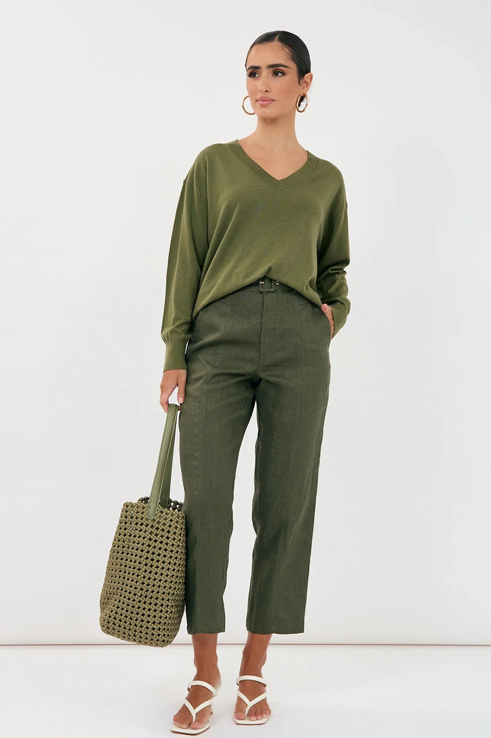 Adorne Laney Long Sleeve V Neck Light Weight Knit AJD1902