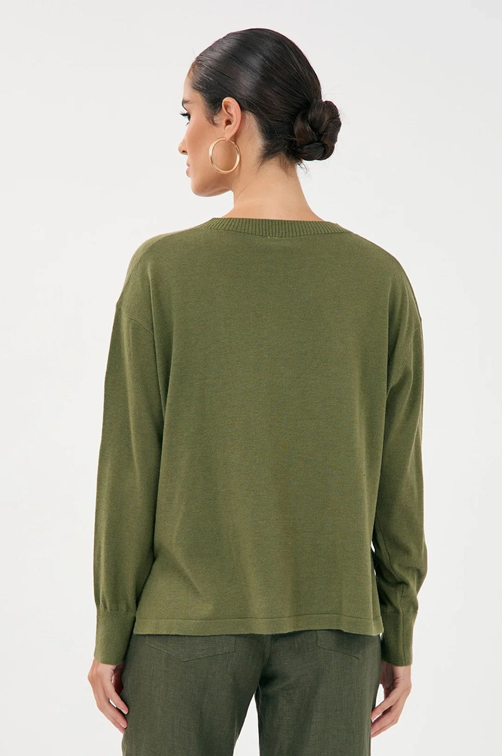Adorne Laney Long Sleeve V Neck Light Weight Knit AJD1902