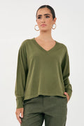 Adorne Laney Long Sleeve V Neck Light Weight Knit AJD1902