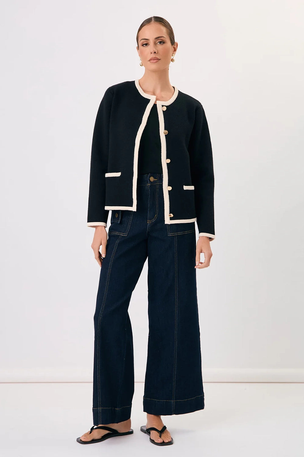 Adorne Annabel Contrast Knit Jacket AJD1903