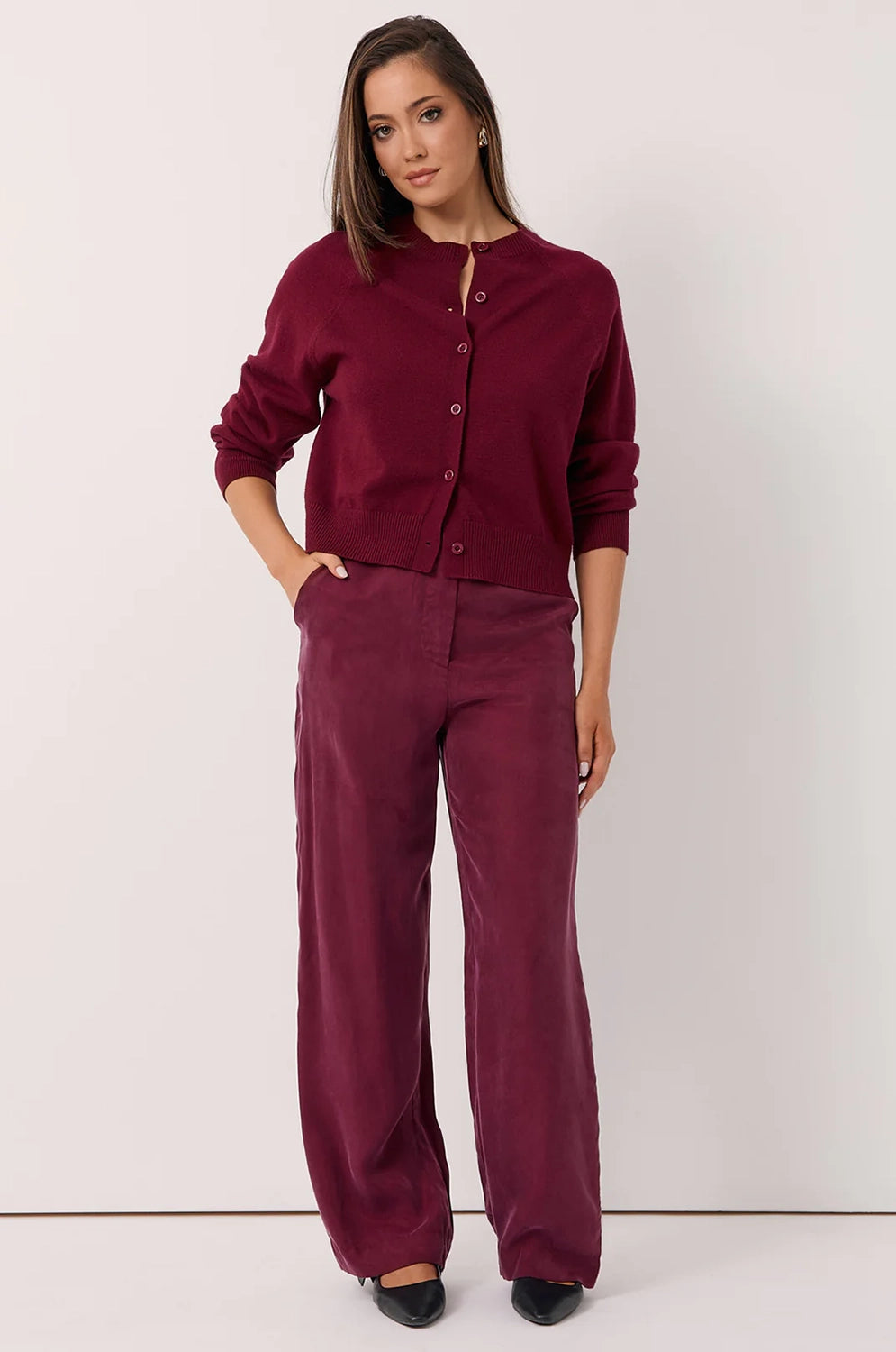 Adorne Freddy Knit Cardigan - Burgundy AJD1904
