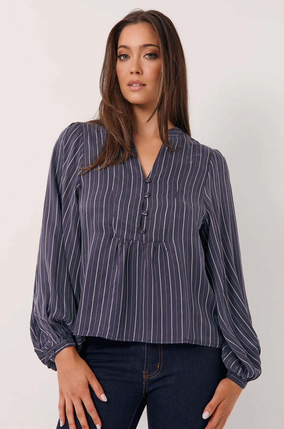 Adorne Issy Striped Cupro Top AJD1925