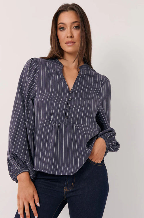 Adorne Issy Striped Cupro Top AJD1925