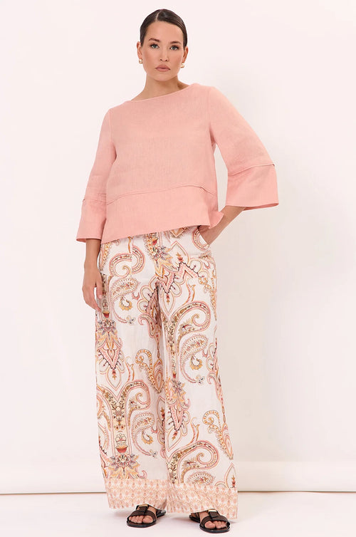 Adorne Freddy Phoenix Linen Top (Pink) AJD2122