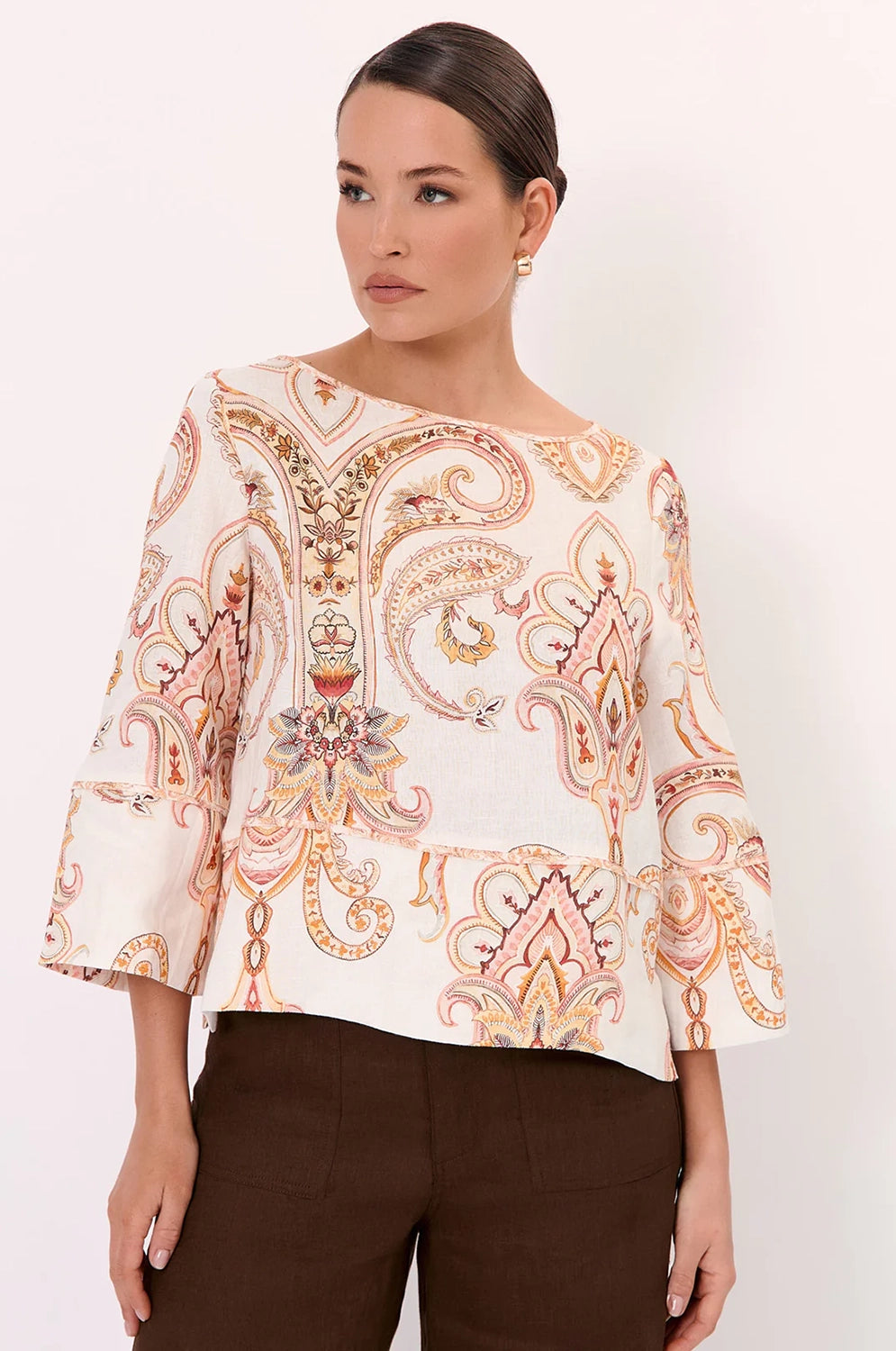 Adorne Freddy Phoenix Linen Top (Print) AJD2122