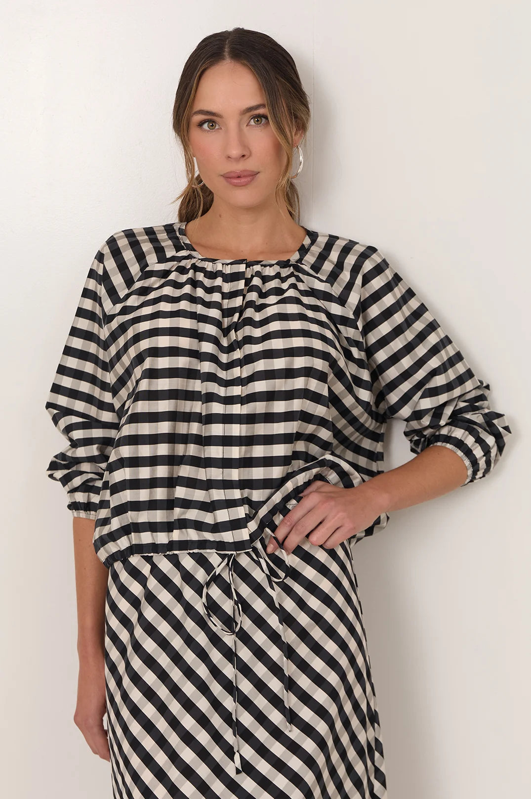 Adorne Yasmine Raglan Sleeve Gingham Top - Print AJD2486PRINXX