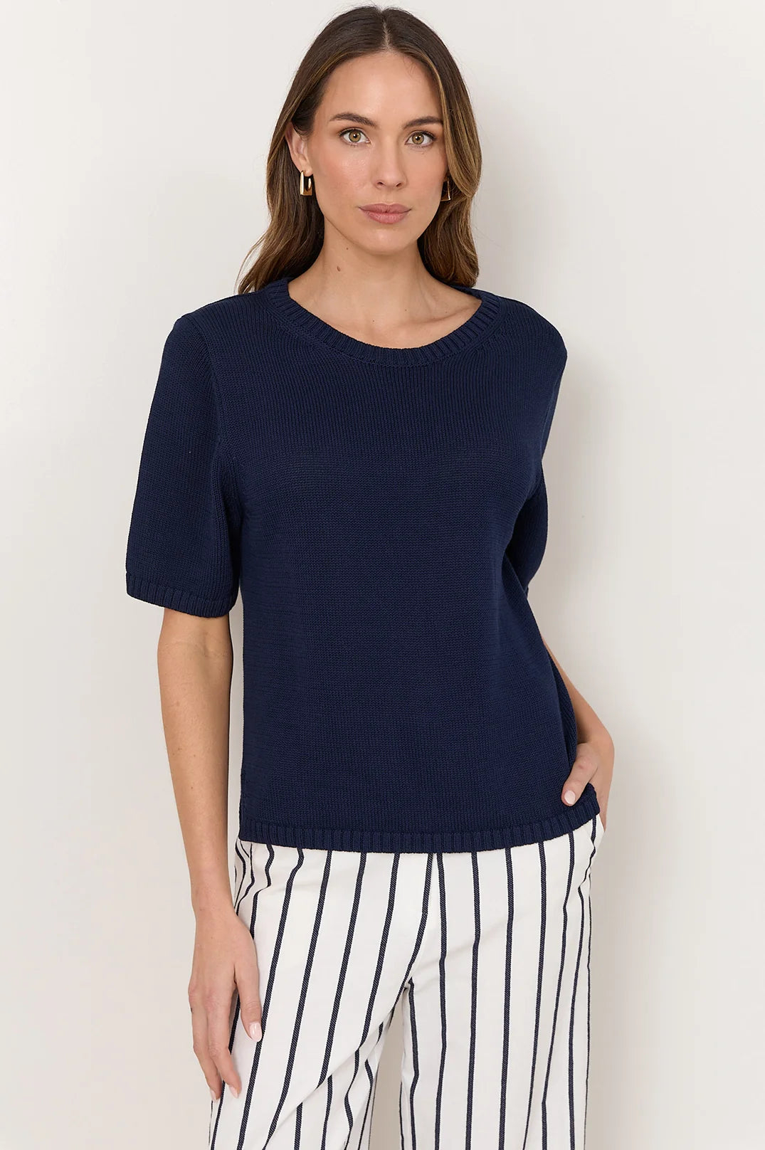 Adorne Kai Knit Top (Navy) AJD2542NAVY