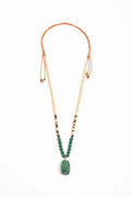 Adorne Pendant Drop Mix Materials Tie Back Necklace AND2726GREENATU