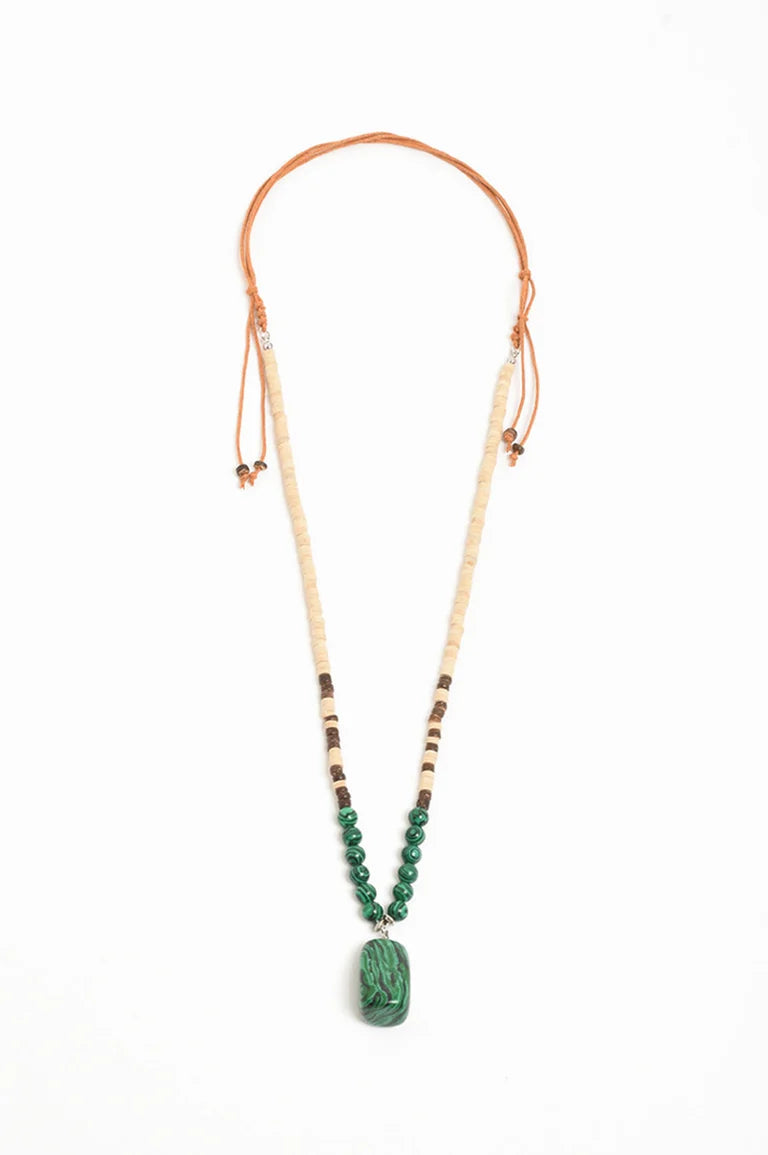 Adorne Pendant Drop Mix Materials Tie Back Necklace AND2726GREENATU