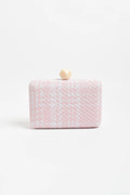 Adorne Janey Faux Weave Check Structured Clutch - Pink AVD1763
