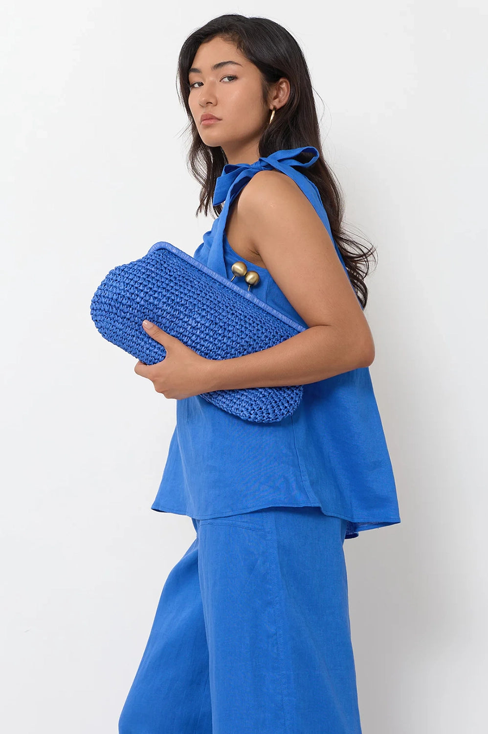 Adorne Clip Top Elongated Clutch - Cobalt AVD1792