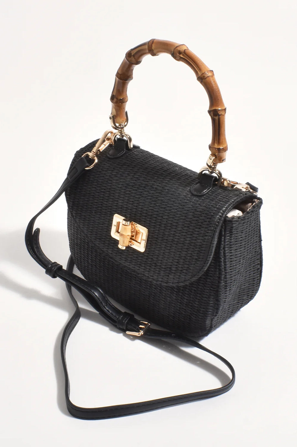 Adorne Marissa Woven Bamboo Curved Mini Bag AXD1851