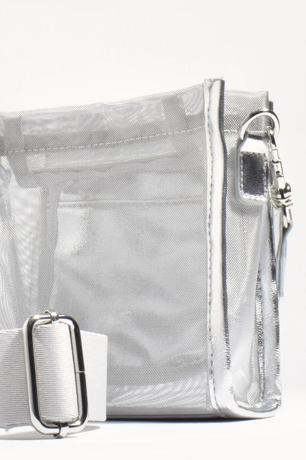 Adorne Silver Maya Mesh Cross Body Bag AXD1933