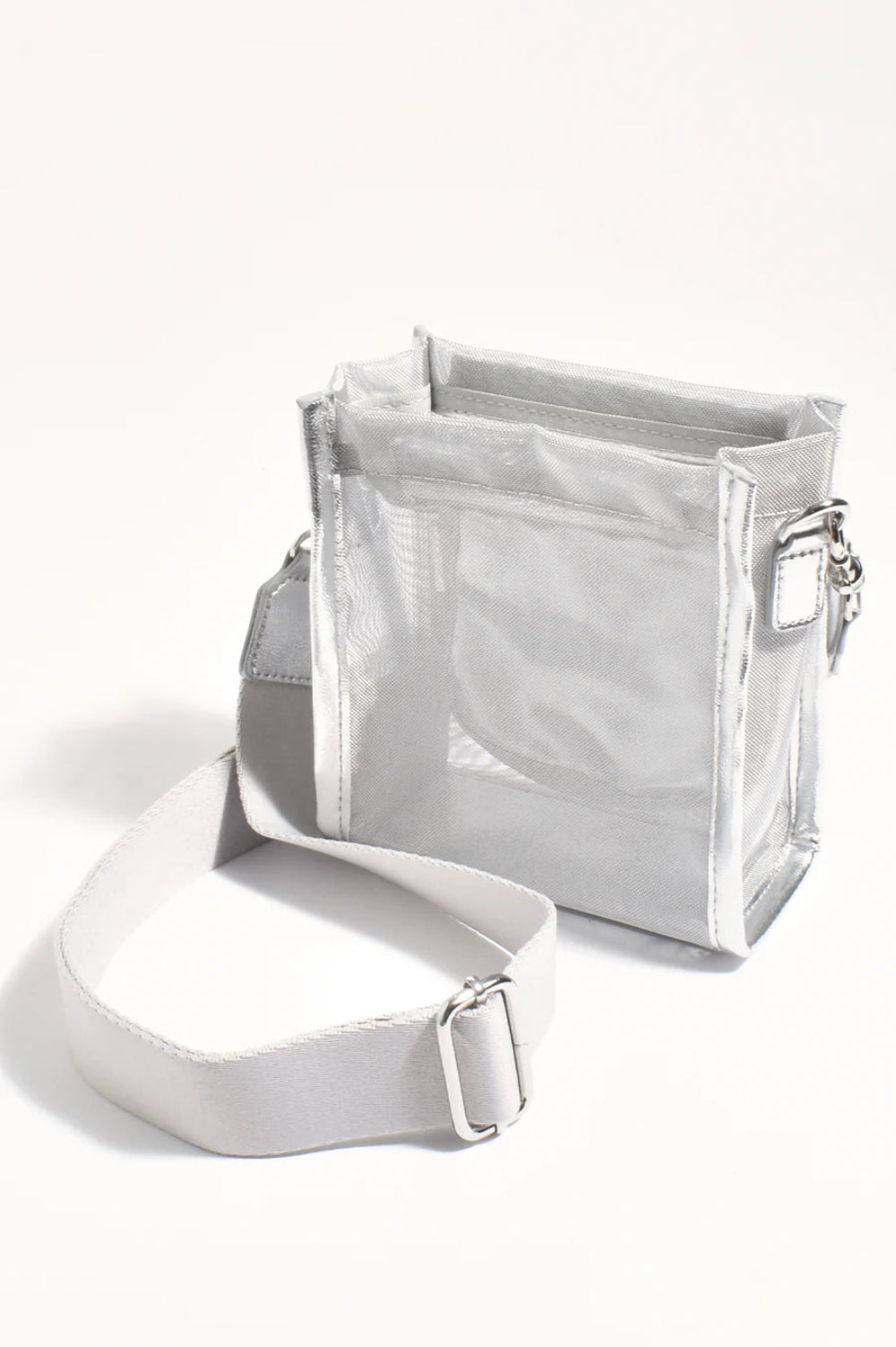 Adorne Silver Maya Mesh Cross Body Bag AXD1933