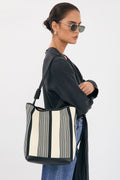 Adorne Grier Stripe Canvas Bucket Bag AXD1957