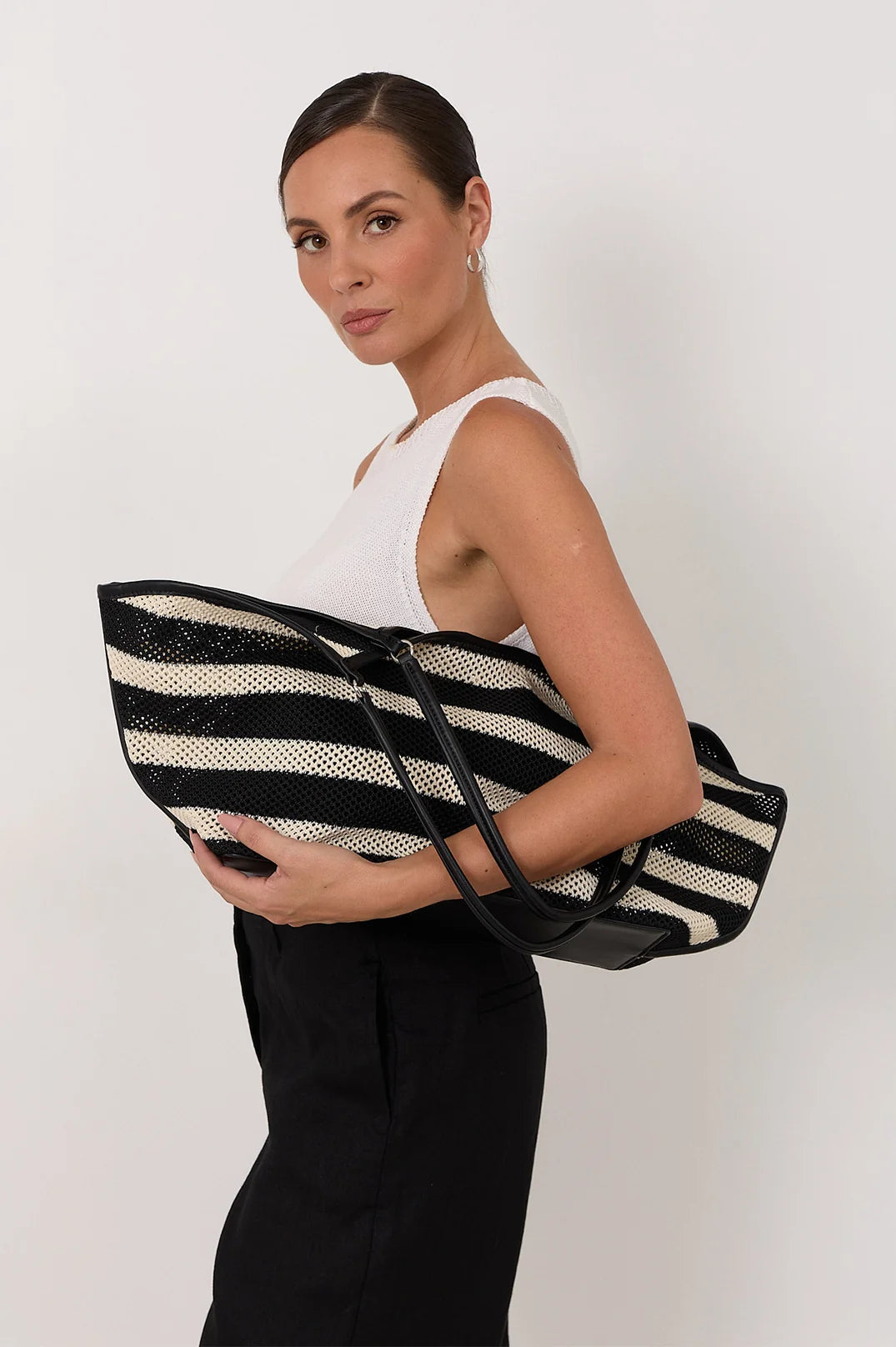 Adorne Sporty Weave Tote - Black/Natural AXD2018BLACNATU