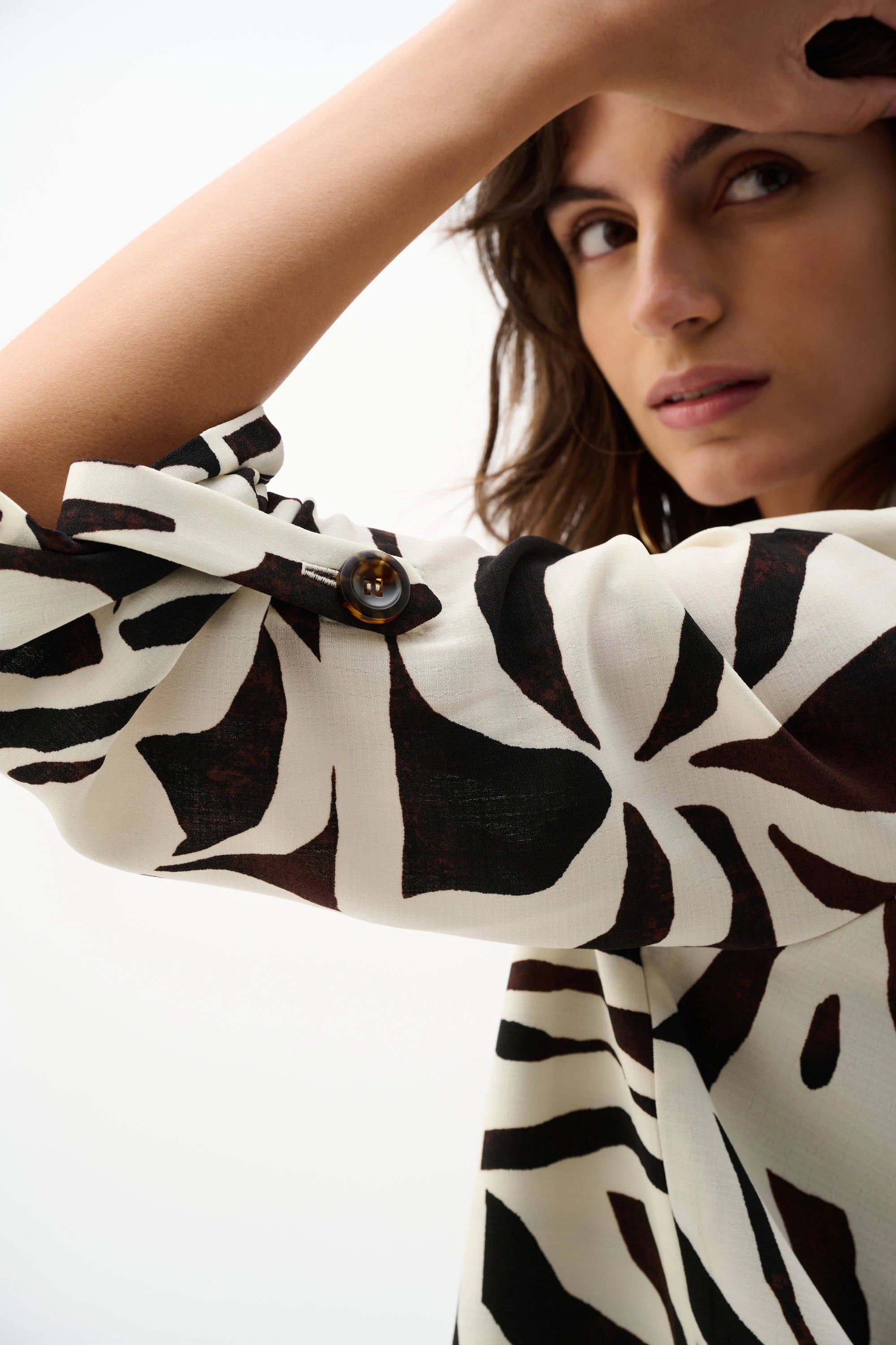 Joseph Ribkoff Woven Gauze Tropical Print Boxy Blazer 262193