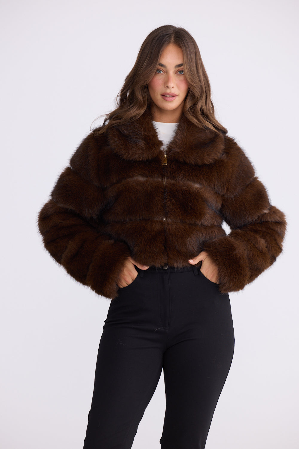 Brave+True Daria Fur Jacket Chocolate BT26303
