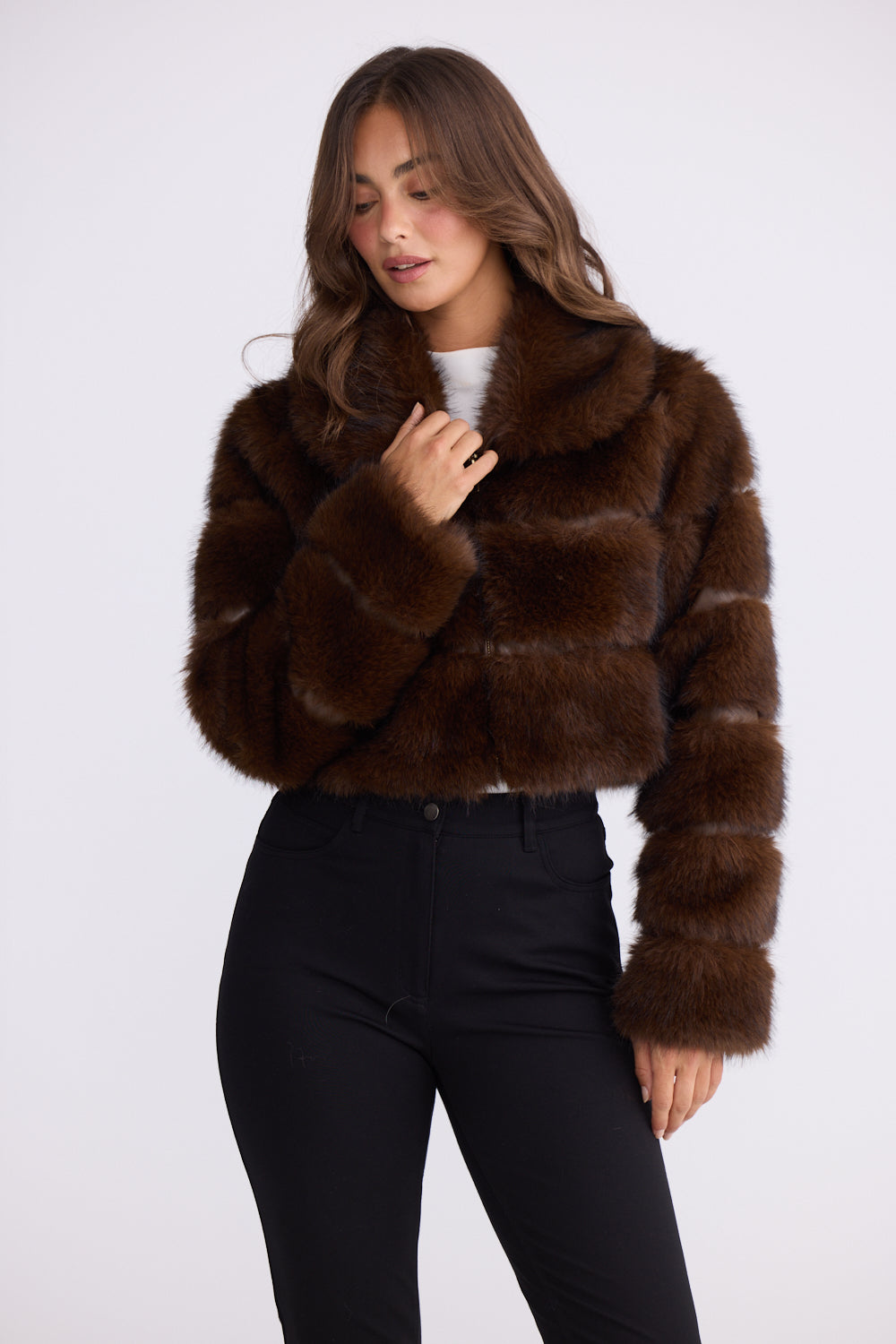 Brave+True Daria Fur Jacket Chocolate BT26303