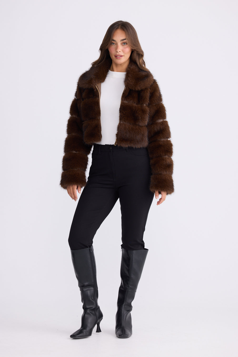 Brave+True Daria Fur Jacket Chocolate BT26303