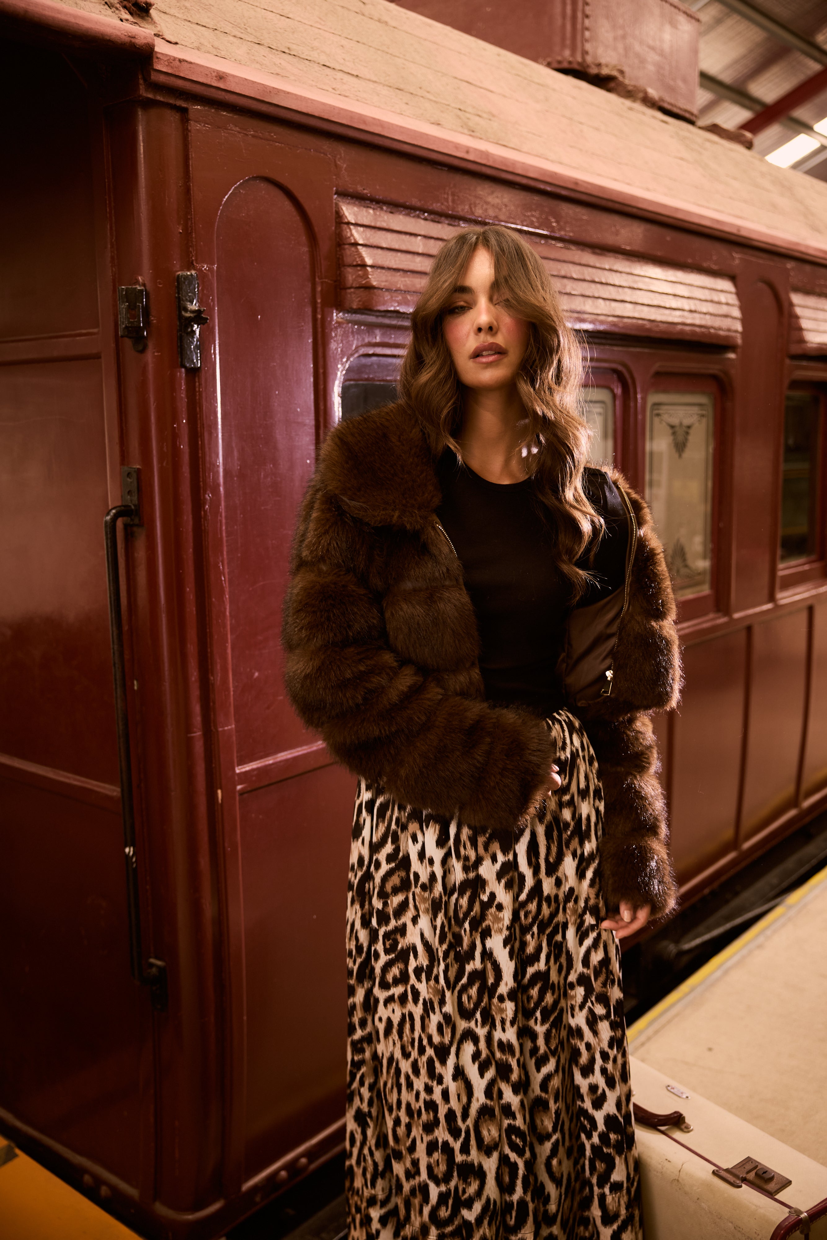 Brave+True Daria Fur Jacket Chocolate BT26303
