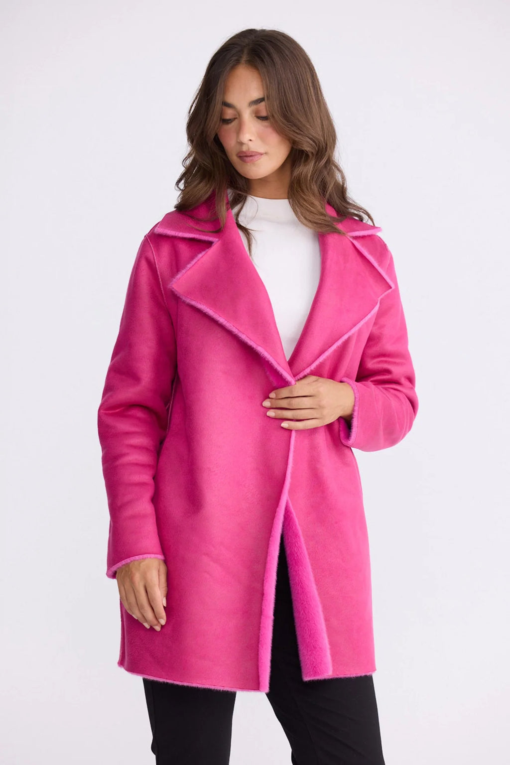 Holiday Life Odette Fur Coat Hot Pink BT26311