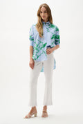 Joseph Ribkoff Cotton Stripe Floral Print Boxy Blouse 262951