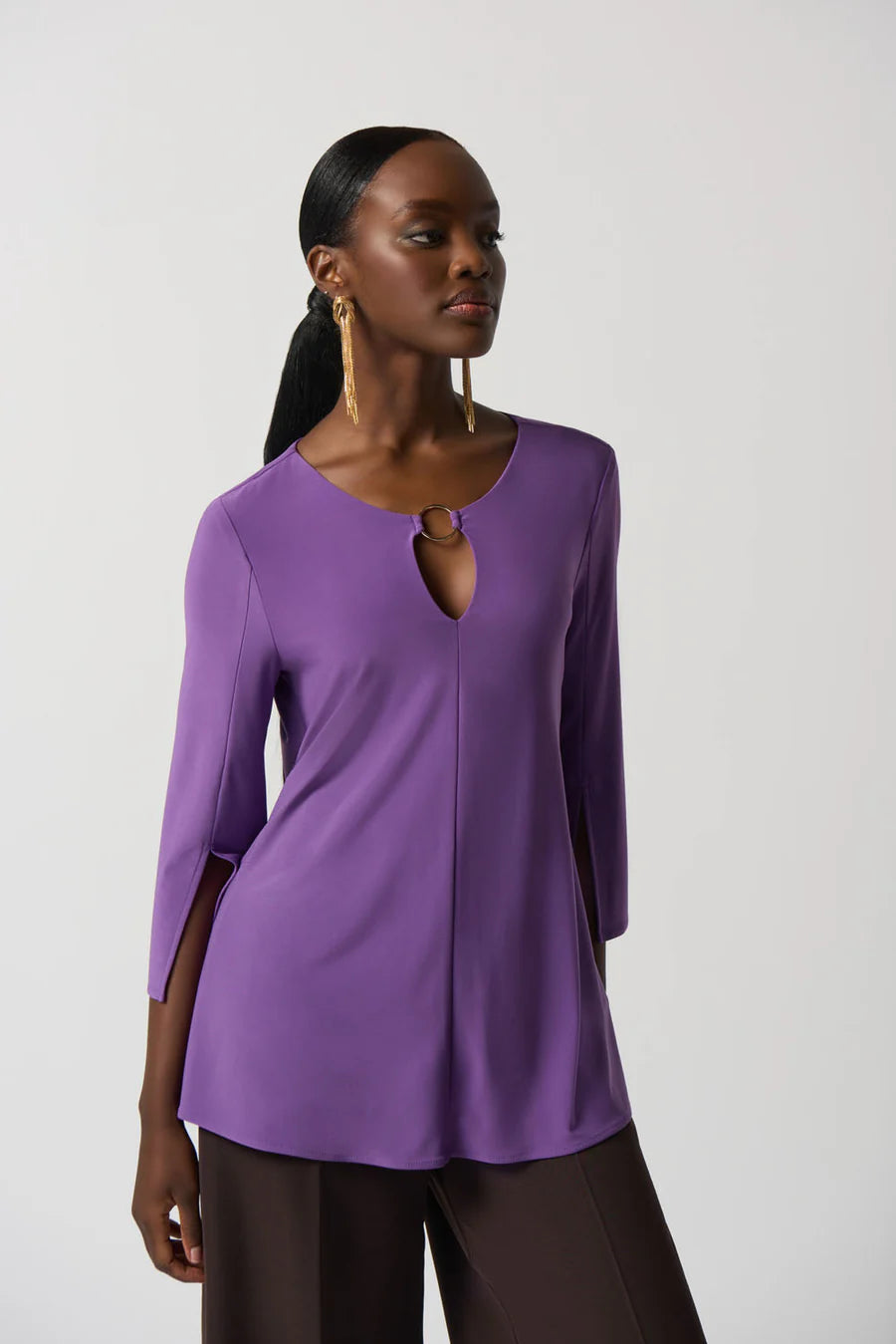 Joseph Ribkoff Top With Gold Ring Detail 233253