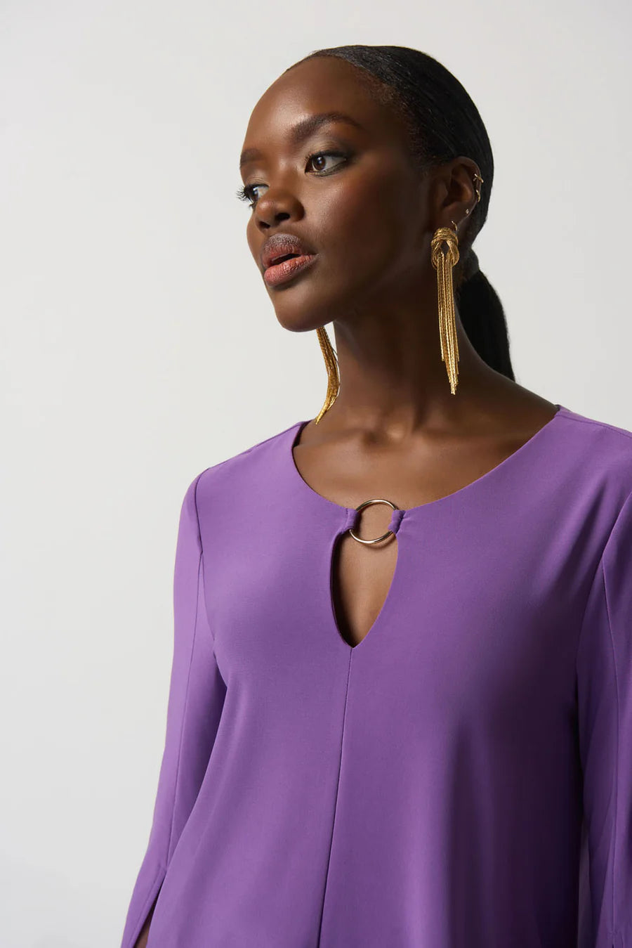 Joseph Ribkoff Top With Gold Ring Detail 233253