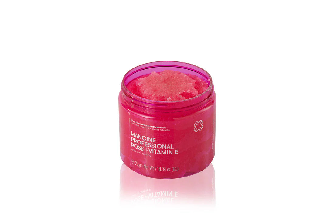 Mancine Professional Salt Body Scrub / Rose + Vitamin E 520g