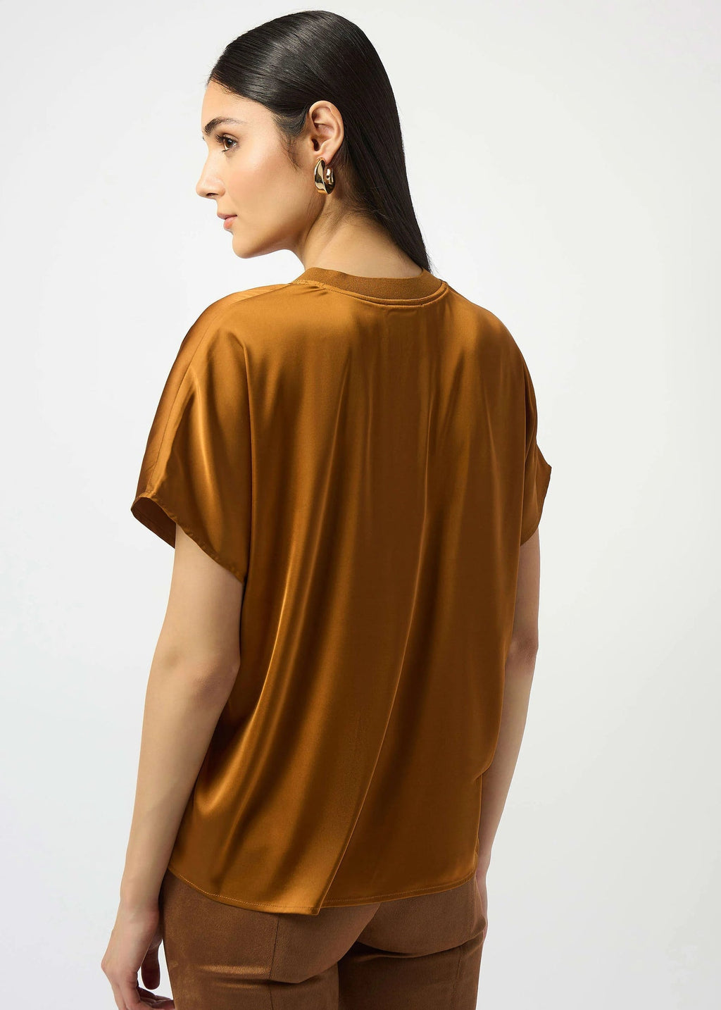 Joseph Ribkoff Satin Boxy Top with Rib Trim 253921