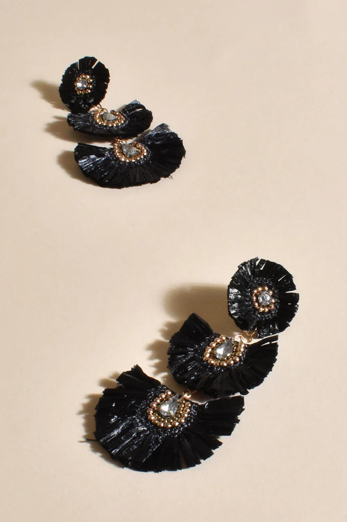 Adorne Jewelled Raffia Tiered Earrings AEA3118