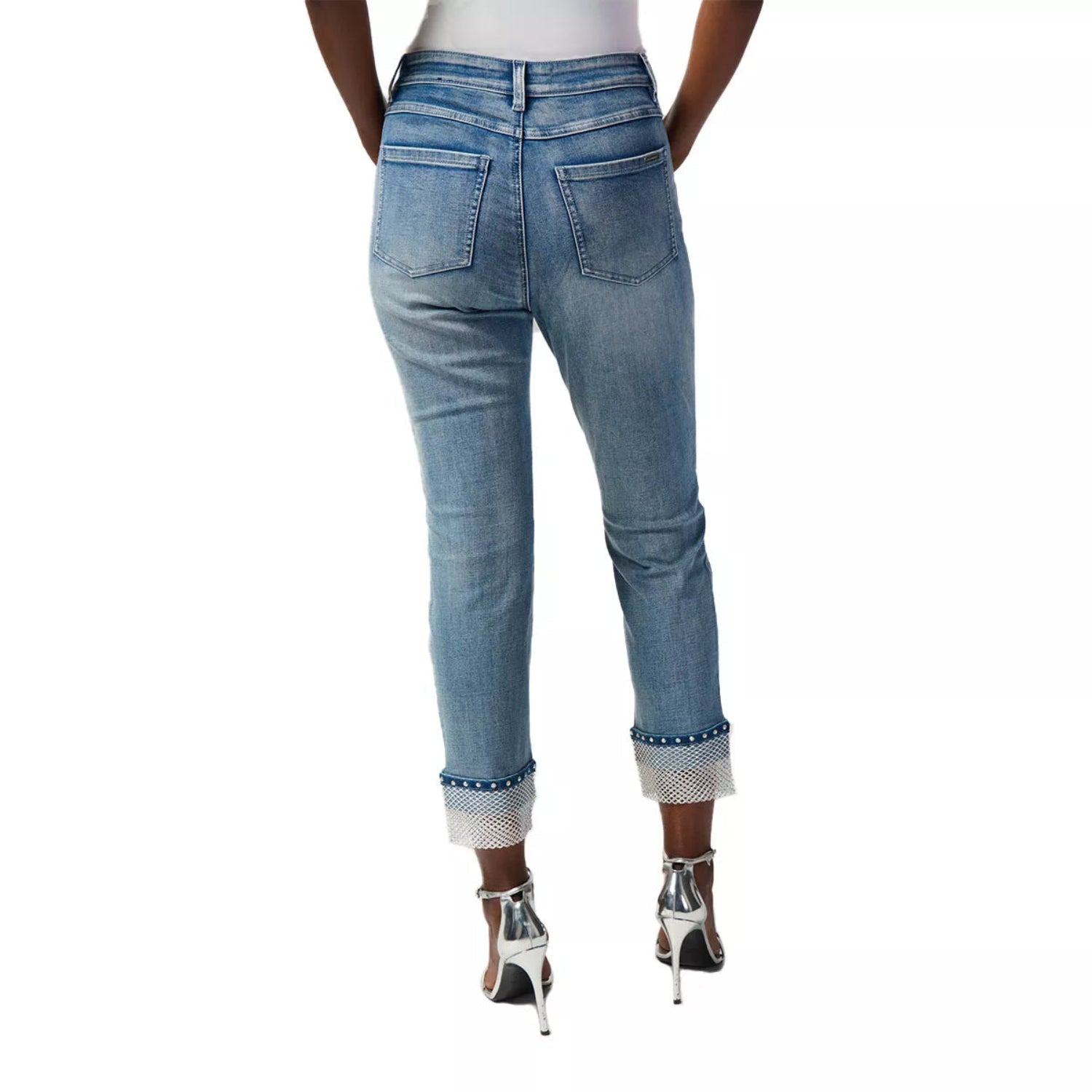 Joseph Ribkoff Slim Crop Jeans with Embellished Hem 241929
