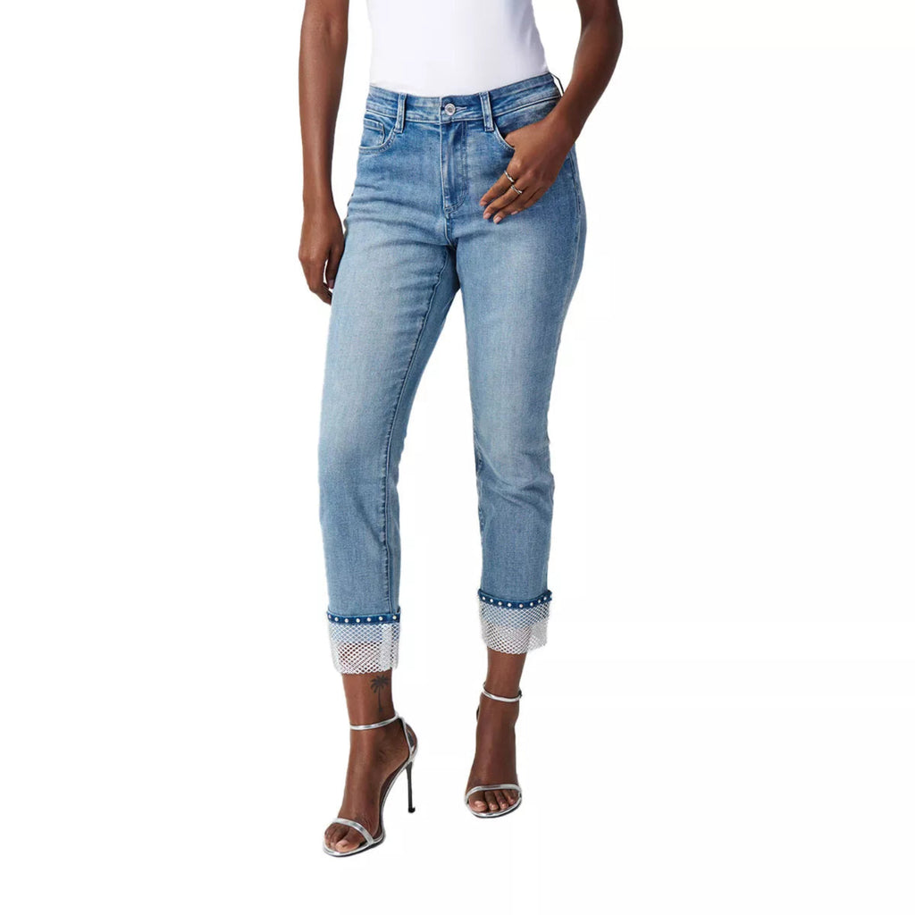 Joseph Ribkoff Slim Crop Jeans with Embellished Hem 241929